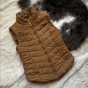 Aeropostale Tan Brown Quilted Puffer Vest Zip Up Small
